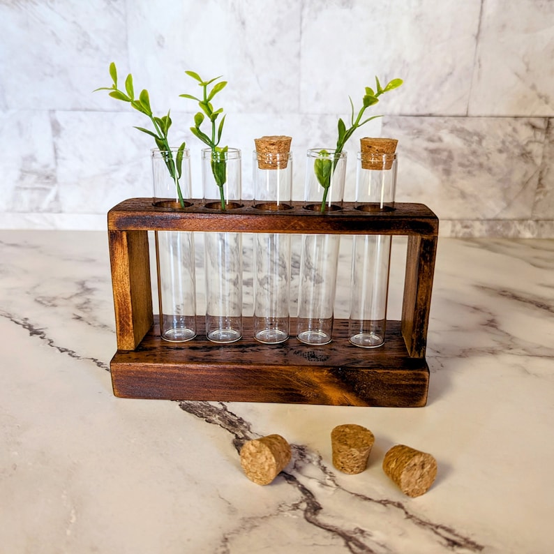 Reclaimed Wood Propagation Station: Test Tube Vase Plant Holder bild 1
