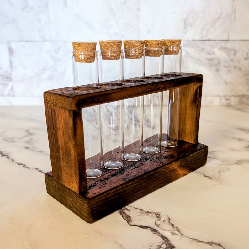 Reclaimed Wood Propagation Station: Test Tube Vase Plant Holder Stained
