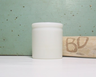 Vintage White Milk Glass Jar with Collectible Armour and Company Packers Chicago Logo Advertising on Old Solid Beef Extracts Food Container
