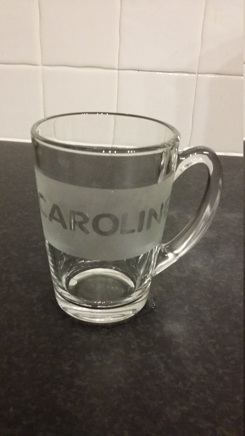 Personalized etched glass mugs Etsy