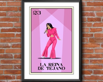 La Reina de Tejano - Loteria 13x19 Art Print,loteria art,loteria print,wall art,home decor,fine art,giclee,digital print,tejano music,cumbia