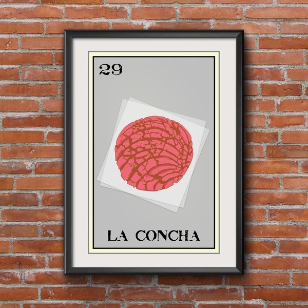 La Concha-Loteria 13x19 Art Print,loteria art,loteria print,wall art,home decor,fine art,giclee,digital print,pastry,pan dulce