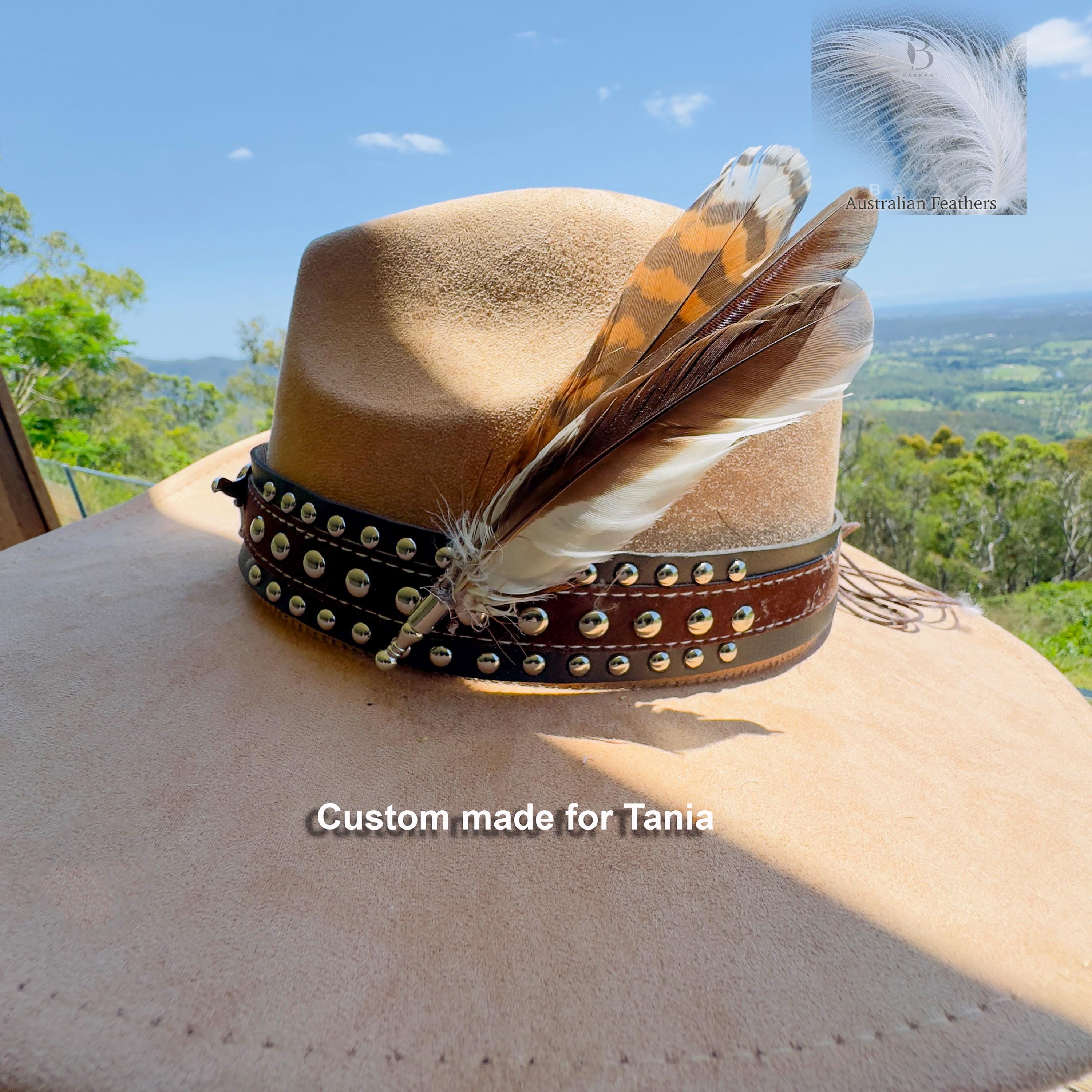 Australian wool burned fedora hat with rhinestones, leather hatband, feather Ember - Burned Distressed Fedora Hat – Ruediger Hats main image 4