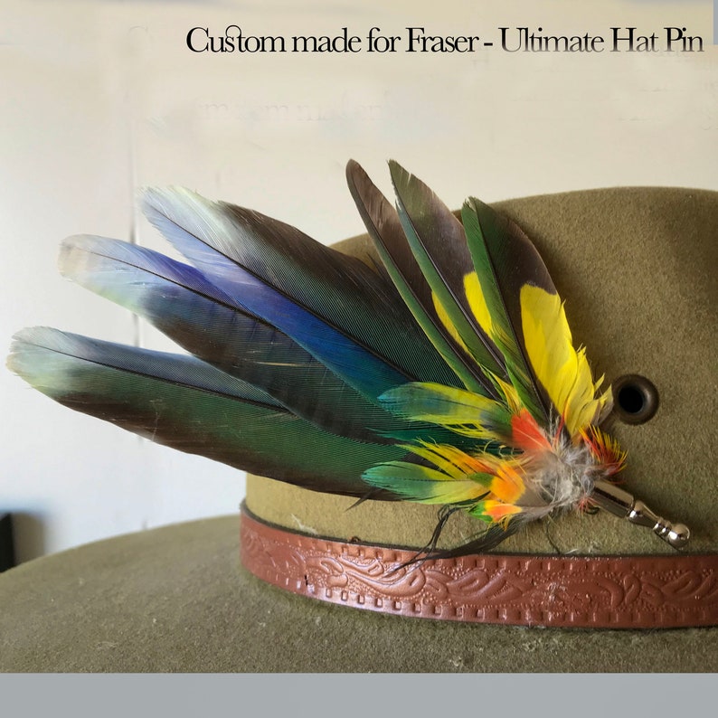 Ultimate Feather Hat Pin / Brooch / Lapel Custom made, Boho, Rare feathers, Akubra, image 1