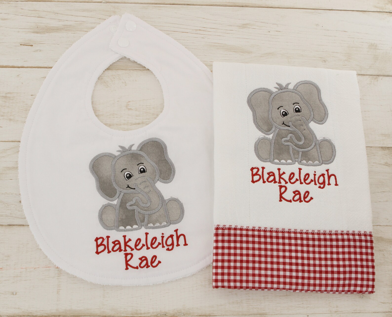 Elephant Bib and Burp Cloth Set Elephant Baby Gift Set Baby Etsy