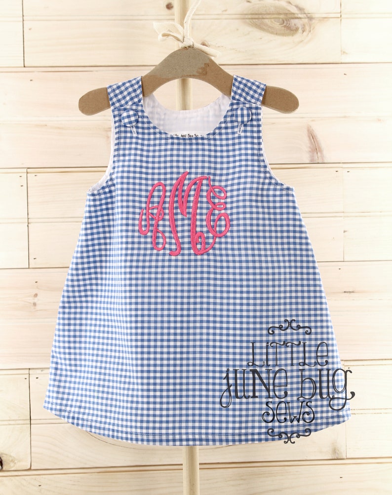 Monogram Gingham Aline Dress Baby Girl Gingham Dress Etsy