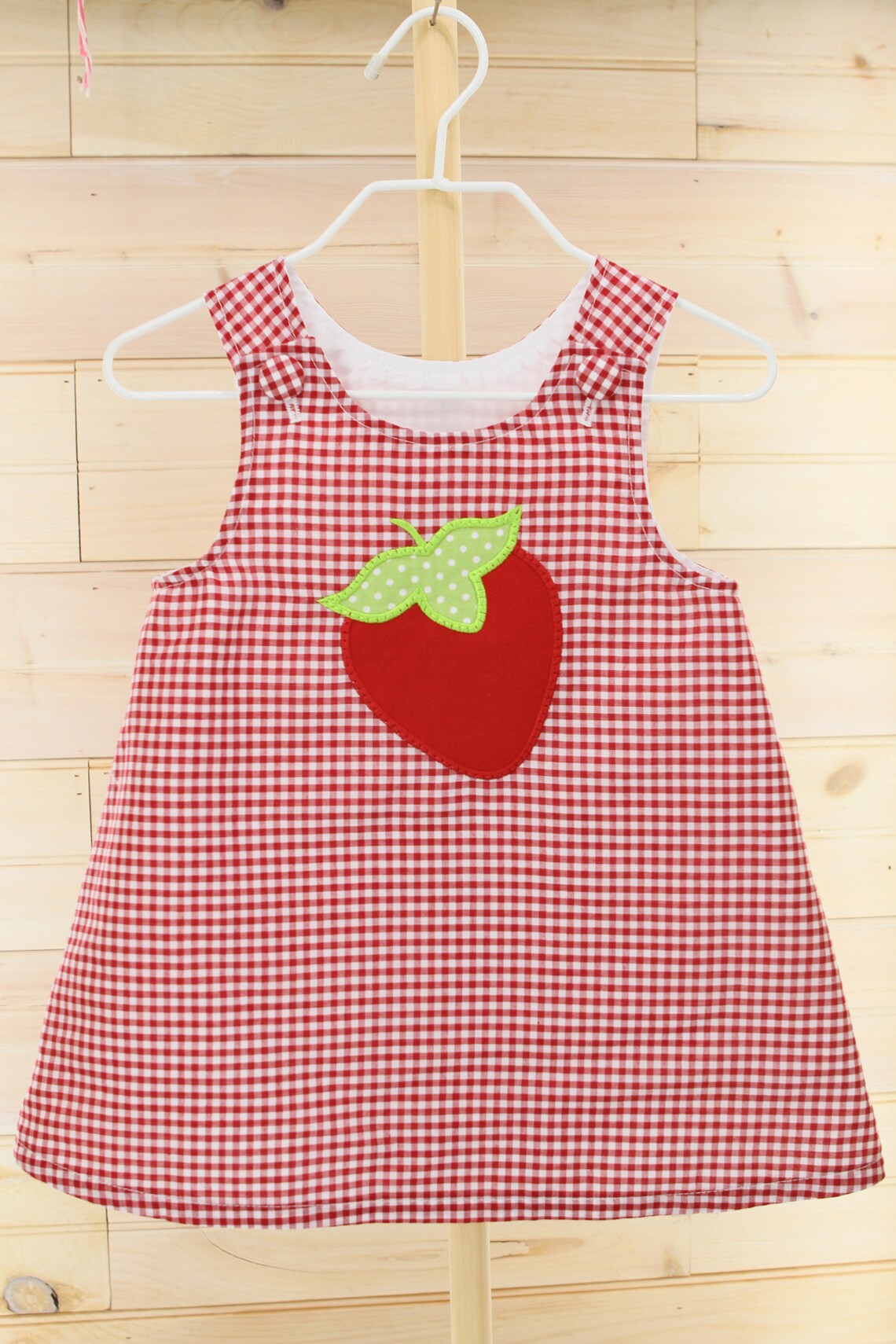 Monogram Gingham Strqwberry A-line Dress Baby Girl Strawberry - Etsy