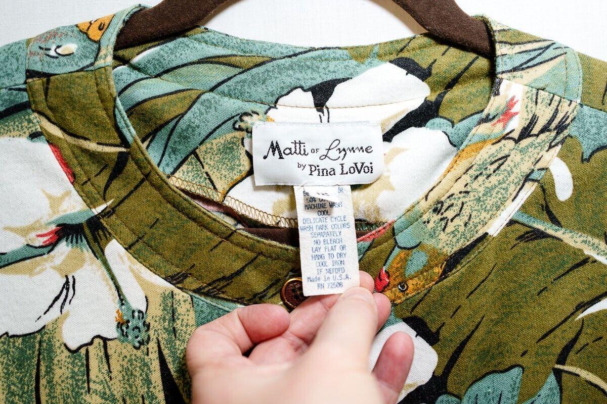 Vintage Matti of Lynne Pina Lovoi Womens Floral Dress 12 Tropical