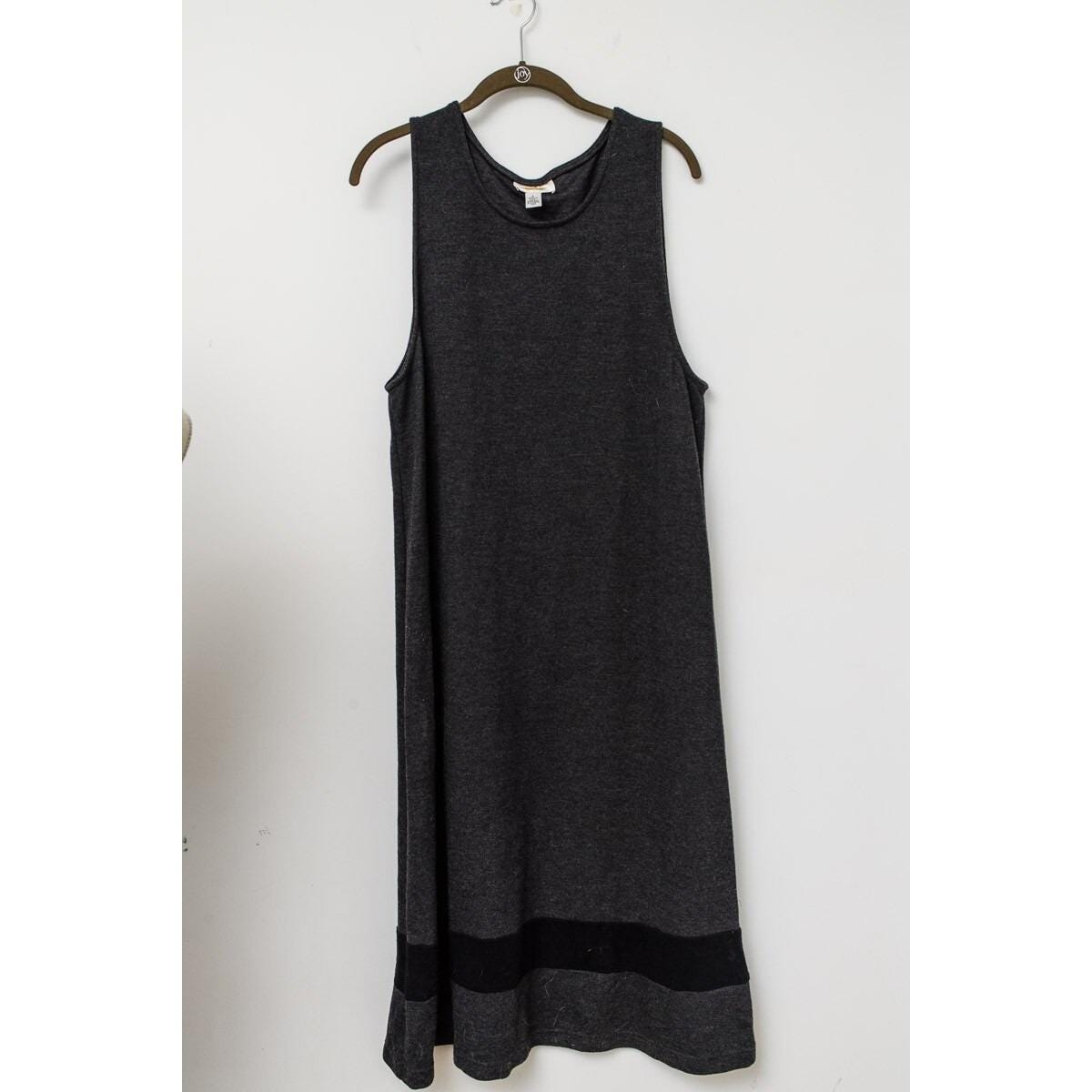 Talbots, Talbots Petites L Shift Maxi Dress dark gray sleeveless VTG USA office casual