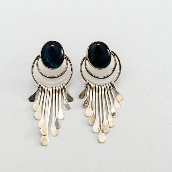 Anson & Letitia Wallace Zuni Native American Indian Sterling ALW Earrings Dangle