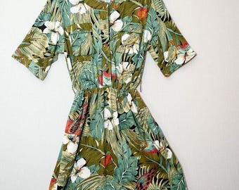 Vintage Matti of Lynne Pina LoVoi womens floral dress 12 tropical print