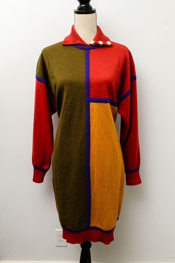 Vintage 80's Joan Leslie sweater dress wool blend 