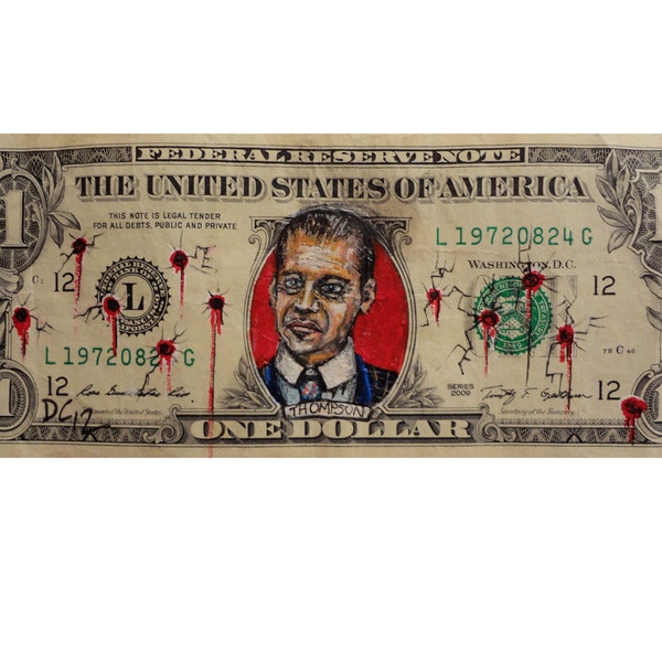 Nucky Thompson von Boardwalk Empire gemalt auf einem US-Dollar.