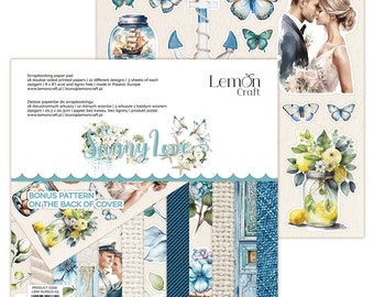 Lemoncraft Sunny Love Elements Pila de papel para álbum de recortes de 8 x 8