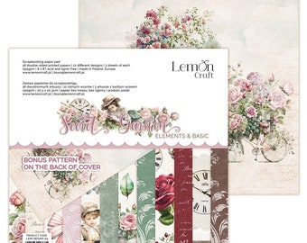 Lemoncraft Secret Garden Elements Pila de papel para álbum de recortes de 8 x 8