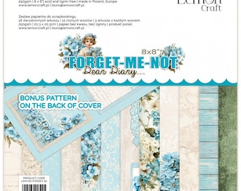 Lemoncraft Dear Diary Forget Me Not Pile de papier pour scrapbooking 8 x 8