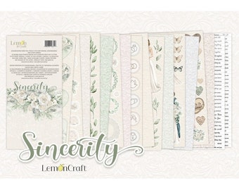 Lemoncraft Sincerity 12x6 Scrapbook Paper With Elements for Fussy Cutting