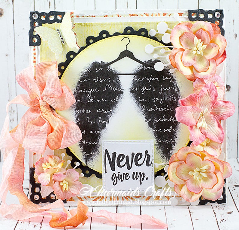 Shabby Chic Never Give Up Encouragement Card - 