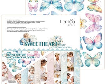 Pila de papel para álbumes de recortes de 8x8 de Lemoncraft Sweetheart Celebrations