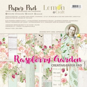 Lemoncraft Raspberry Garden 12x12 Creative Paper Pad