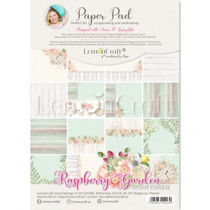 May include: A paper pad with 16 double-sided sheets featuring a floral design with a raspberry theme. The paper pad is designed by Anna P. Zaprzelska and is acid and lignin free. The paper pad is 250gsm and measures 21.27 x 27.9 cm. The back of the paper pad features a bonus pattern. The paper pad is made in the EU. The paper pad is part of the LemonCraft Watercolor line.