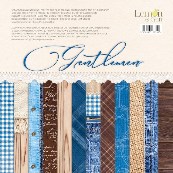 Lemoncraft Gentlemen 12x12 Scrapbook Paper Stack 