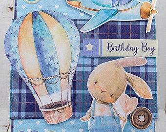 Young Boy Birthday Greeting Card With Bunny That Wobbles
