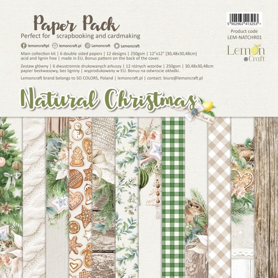 Lemoncraft Natural Christmas 12x12 Scrapbook Paper Stack 