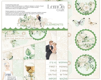 Pile de papier de scrapbooking Lemoncraft Greenery Elements 6x8