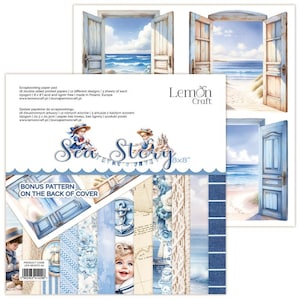May include: A scrapbooking paper pad with a blue and white color scheme featuring a sea-themed design. The pad includes 18 double-sided printed papers with 12 different designs. The paper pad is acid and lignin free and measures 8 x 8 inches.