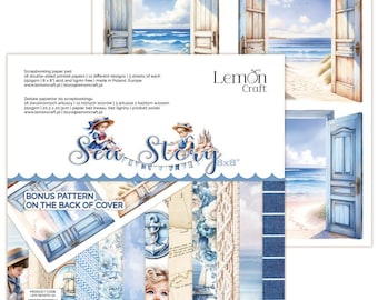 Pila de papeles para álbumes de recortes de 8 x 8 de Lemoncraft Sea Story