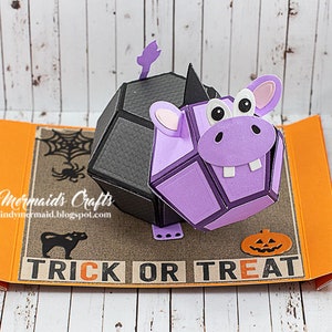 Fun Hippo Pop-Up Trick or Treat Halloween Greeting Card