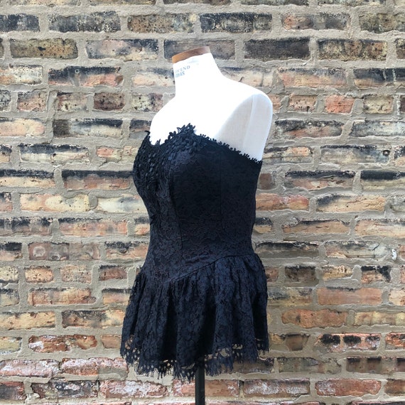 vintage black lace strapless peplum top