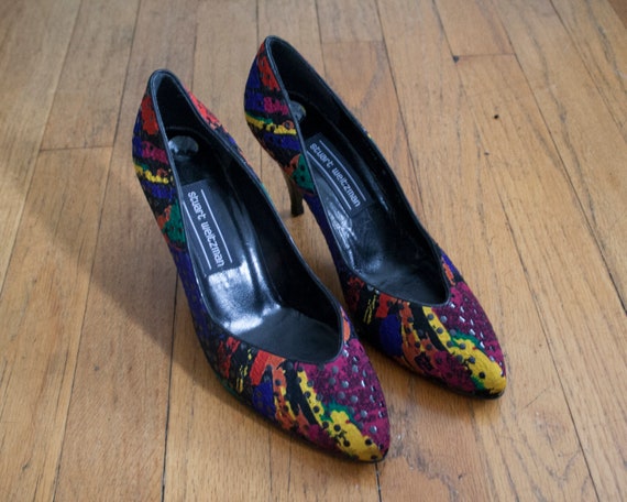 Vintage colorful rainbow heels pumps shoes