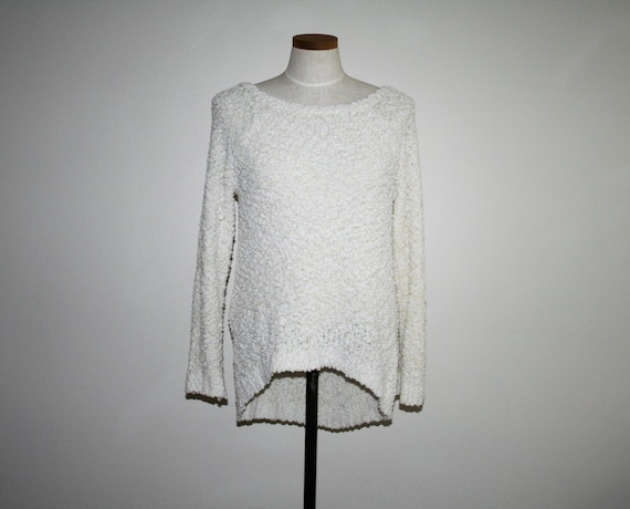 Vintage Y2K 1990s white fuzzy sweater