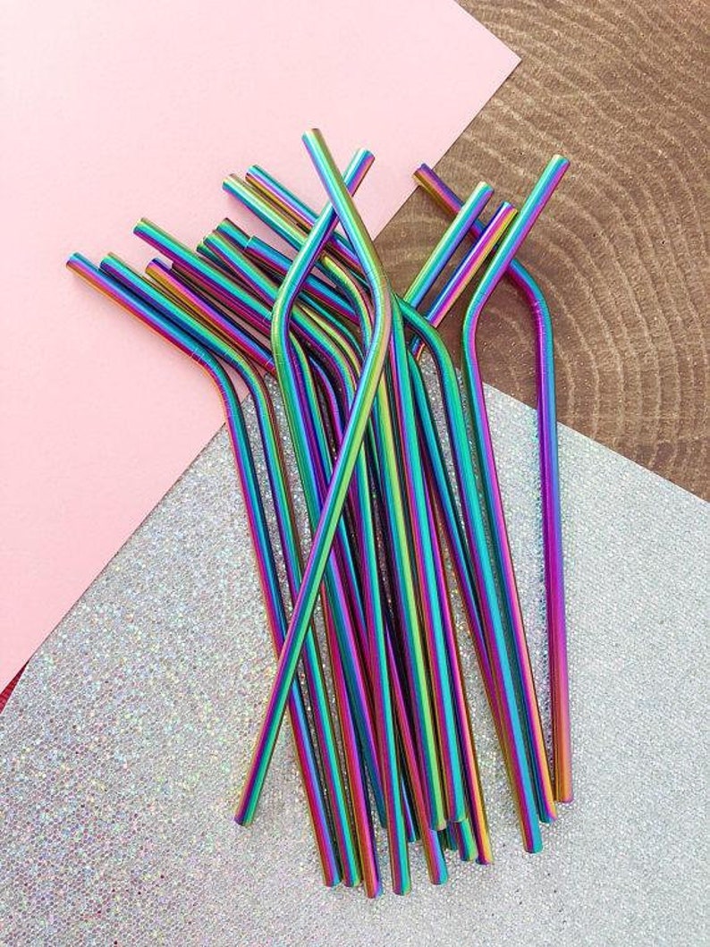 Rainbow metal straw Wedding Party Favor Earthday Stainless Etsy