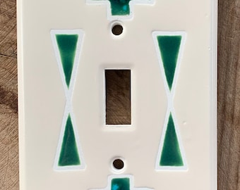 Switch plate cover, light switch, Greens have it, Chevron design