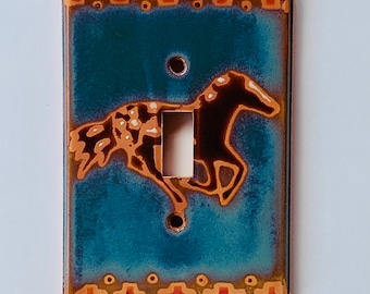 Decorative painted wall plated, Western design Horse, Decorative light switch cover, toggle, plug, double toggle