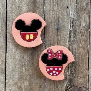 Mickey and Minnie Mouse Car Coasters, Absorbent Coasters Set of 2, FREE shipping, Disney Lovers