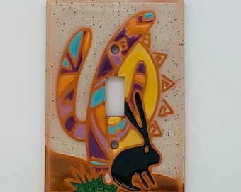 light switch coverings painted, Southwest Bunny, toggle rocker, decora, plug, wall switch plates