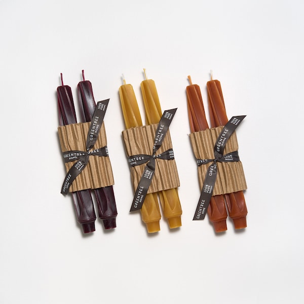 9" Twist Taper Handmade Beeswax Candles