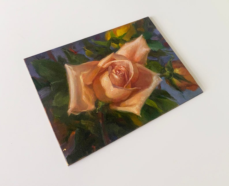 Rose Oil Painting Fine Art Roses Oil Painting Salmon Rose Original Oil Painting Peach Rose Rose Art