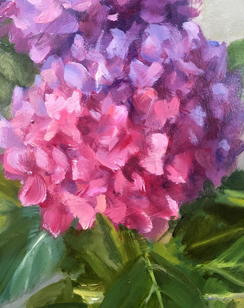 Hydrangea Oil Painting. Hydrangeas. Flowers in Vase. Peaches. Etsy