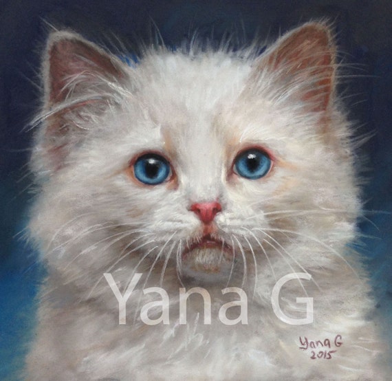 Portrait De Chat Pastel Personnalise Peinture Dessin Pastel Etsy