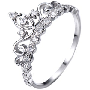 Guliette Verona Dainty Rhodium-plated Sterling Silver Princess Crown Ring - AZDBR5456SS-DN