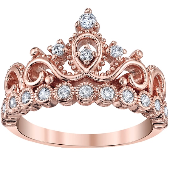 Guliette Verona Rose Gold-plated Sterling Silver Princess Crown Rings - AZDBR5456RG