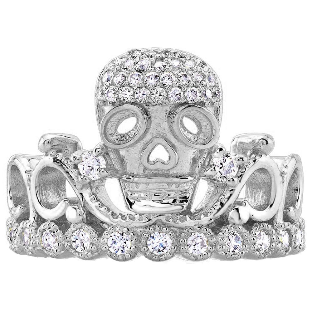 Guliette Verona Rhodium plated Sterling Silver Skull Crown Rings AZSKR5456SS