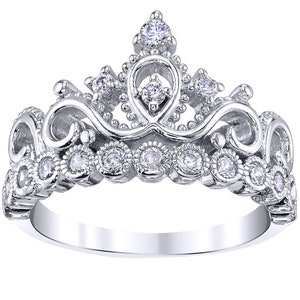 Guliette Verona Silver Crown Princess Tiara Ring - AZDBR5456SS