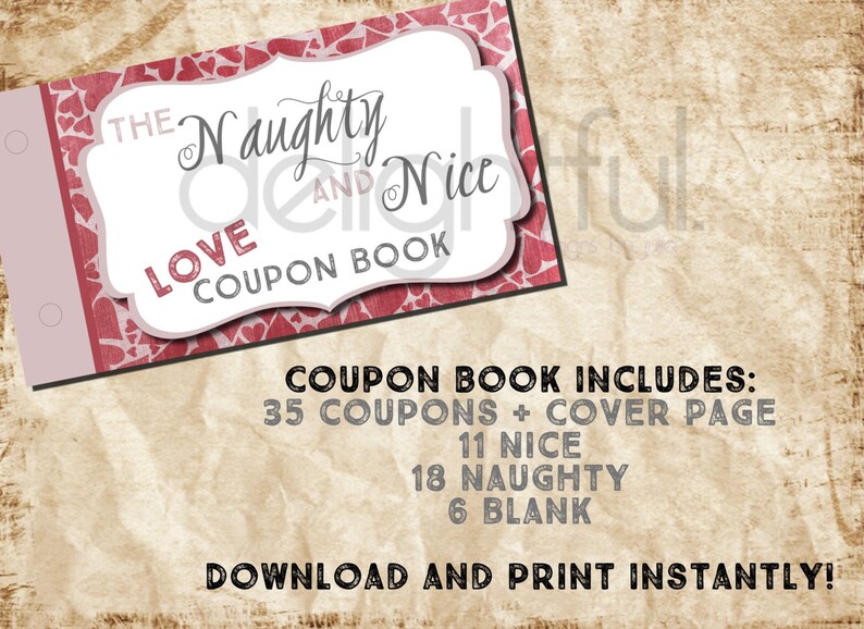 Birthday Anniversary Printable Christmas Gift Instant Download MATURE CONTENT The Naughty /& Nice Love Coupon Book Valentine/'s