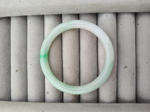 Light Green Solid Jade Bangle Bracelet - image 5